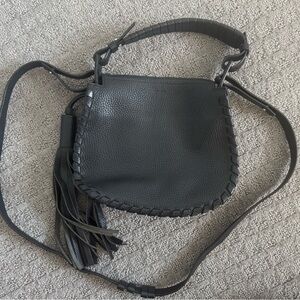 All saints black pebbled leather purse